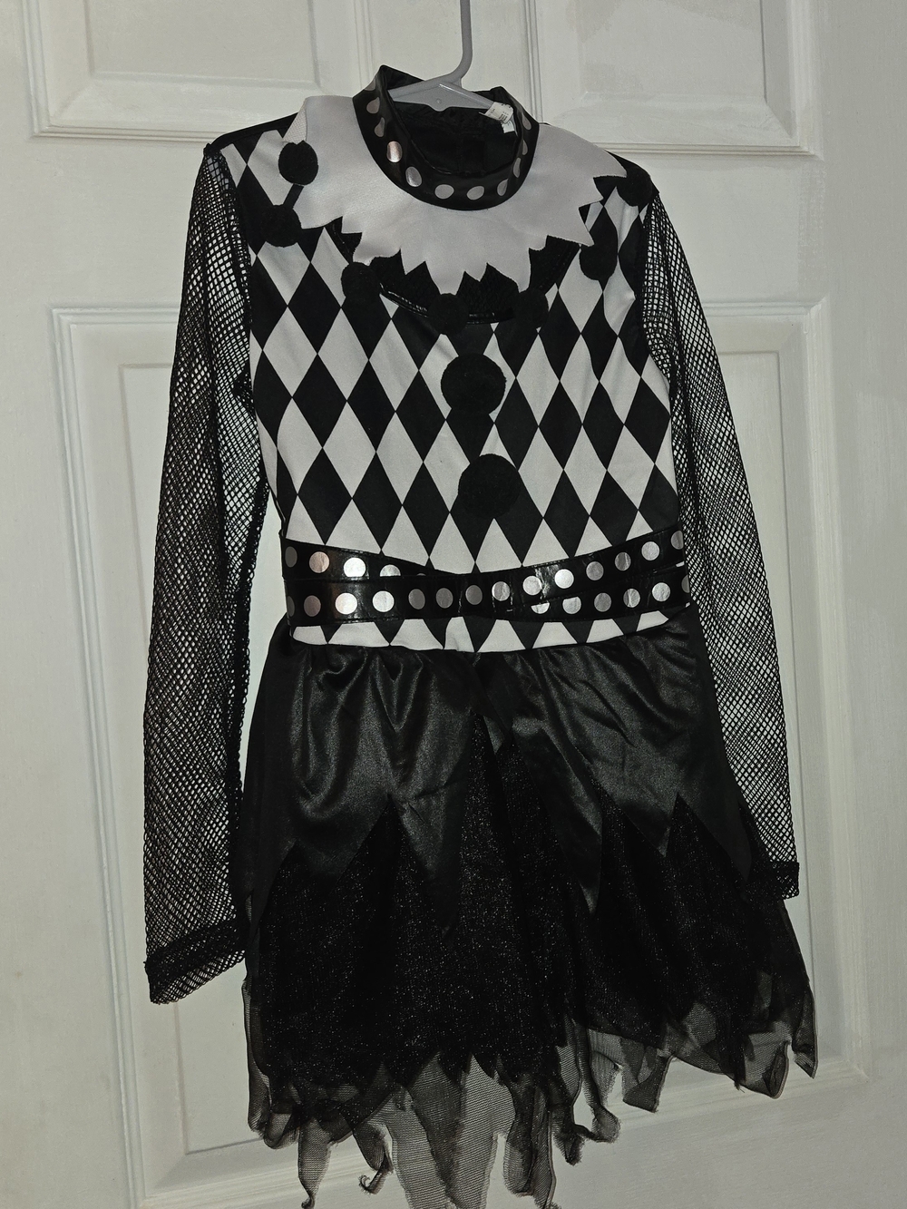 Suit Yourself Punky Jester Halloween Costume dress black & white harlequin SZ M